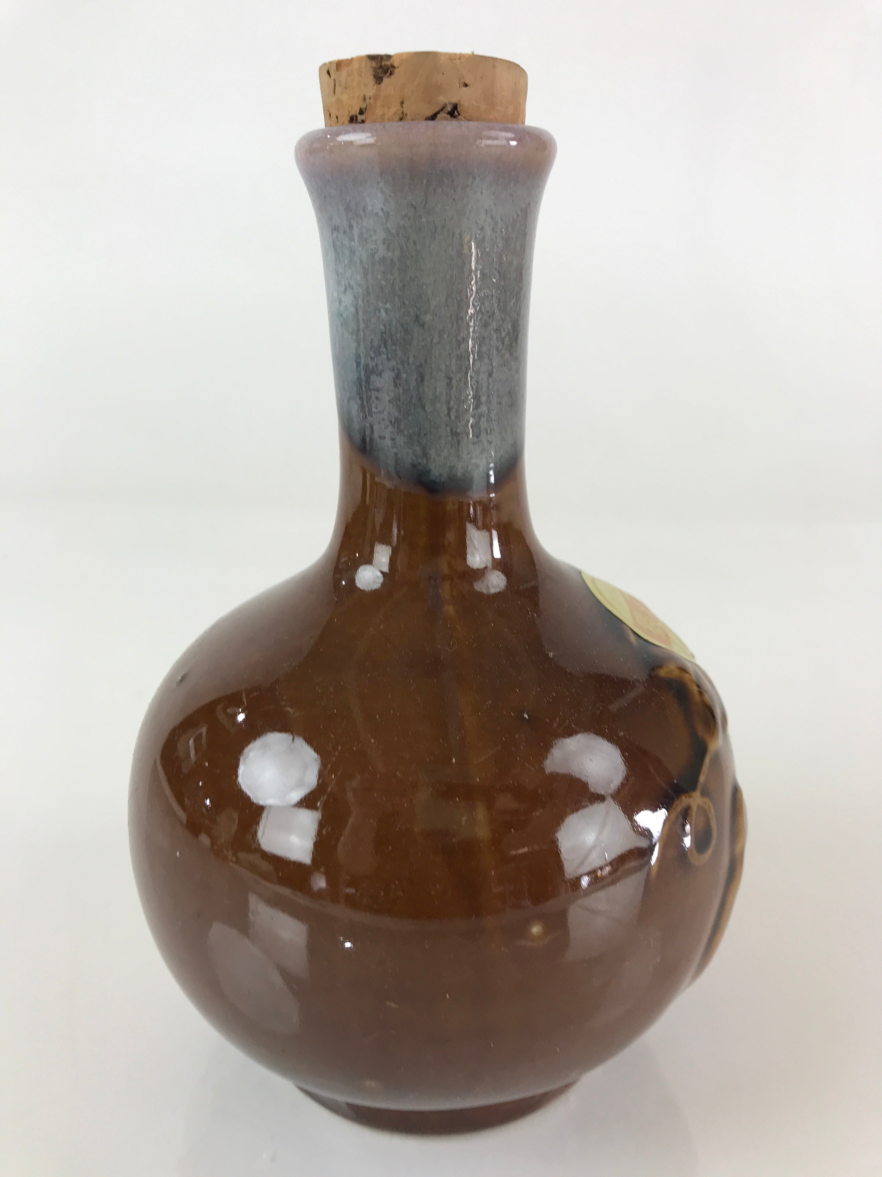 Japanese Ceramic Sake Bottle Vtg Pottery Tokkuri Saruzake Sarukoyaki TS475