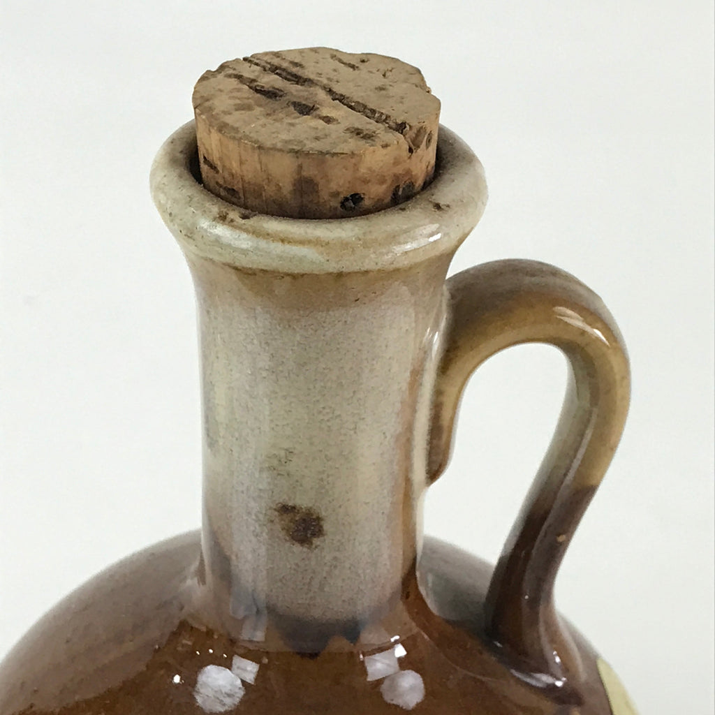 Japanese Ceramic Sake Bottle Vtg Pottery Tokkuri Saruzake Sarukoyaki TS476