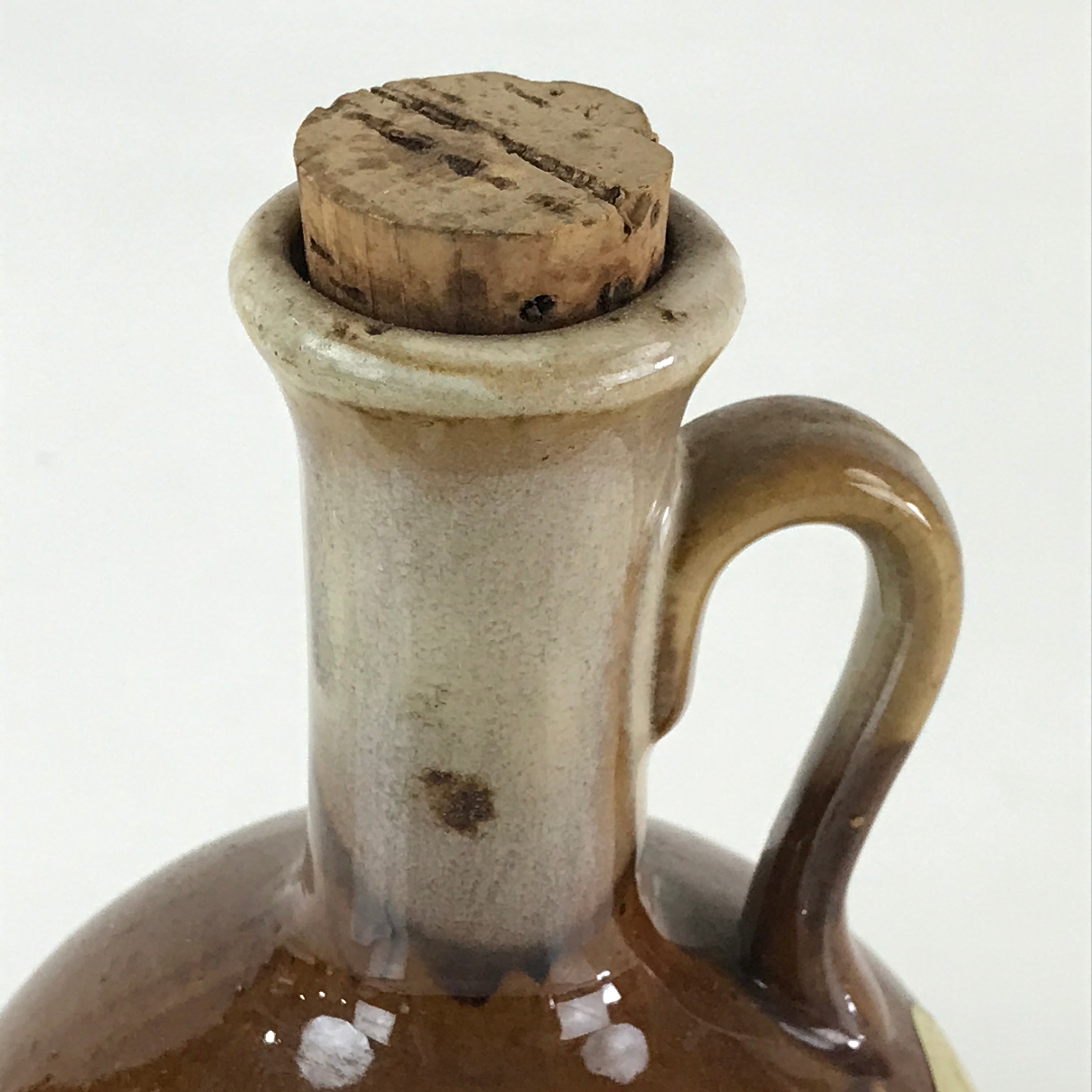 Japanese Ceramic Sake Bottle Vtg Pottery Tokkuri Saruzake Sarukoyaki TS476