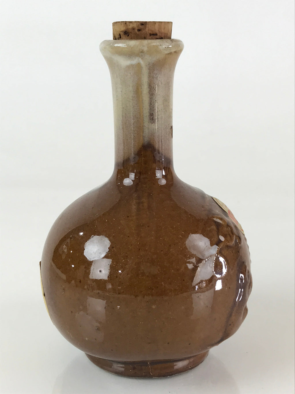 Japanese Ceramic Sake Bottle Vtg Pottery Tokkuri Saruzake Sarukoyaki TS476
