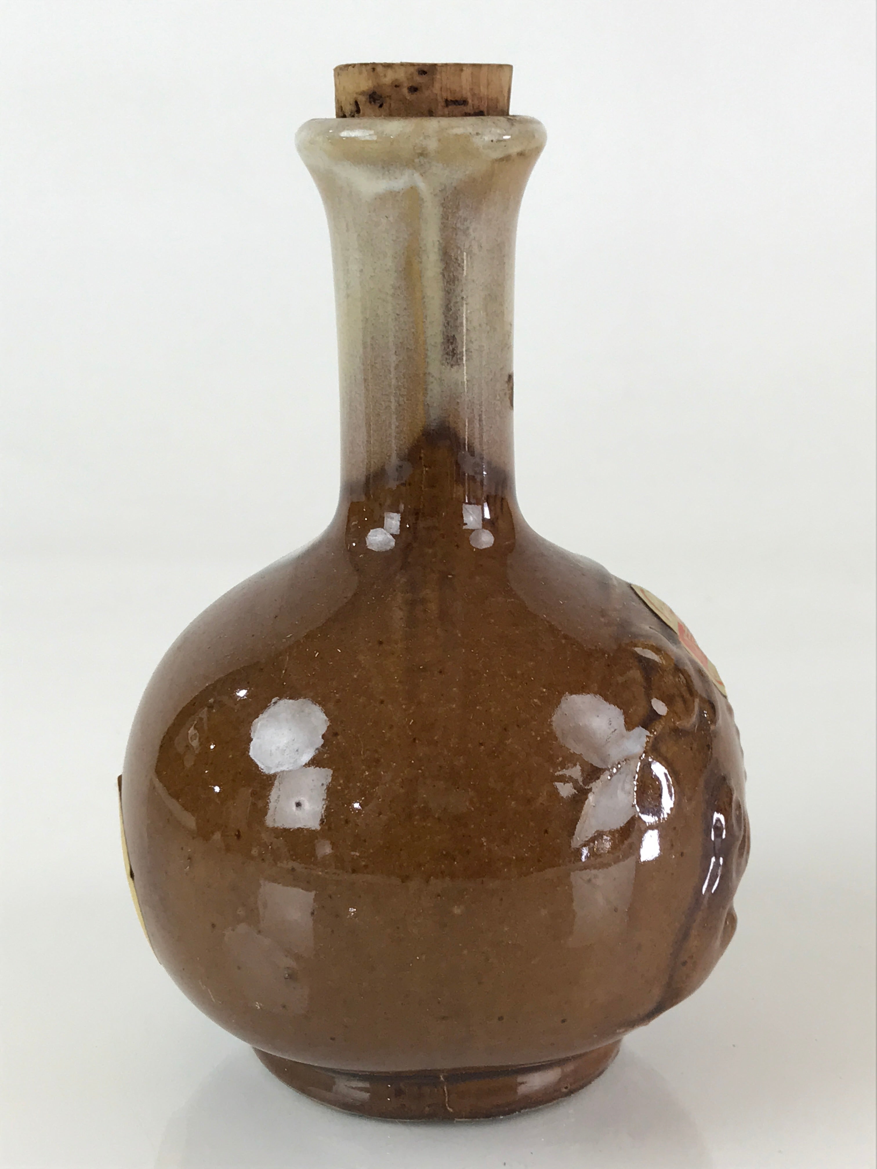 Japanese Ceramic Sake Bottle Vtg Pottery Tokkuri Saruzake Sarukoyaki TS476