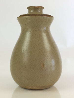 Japanese Ceramic Sake Bottle Vtg Pottery Tokkuri Small Spout Beige TS437