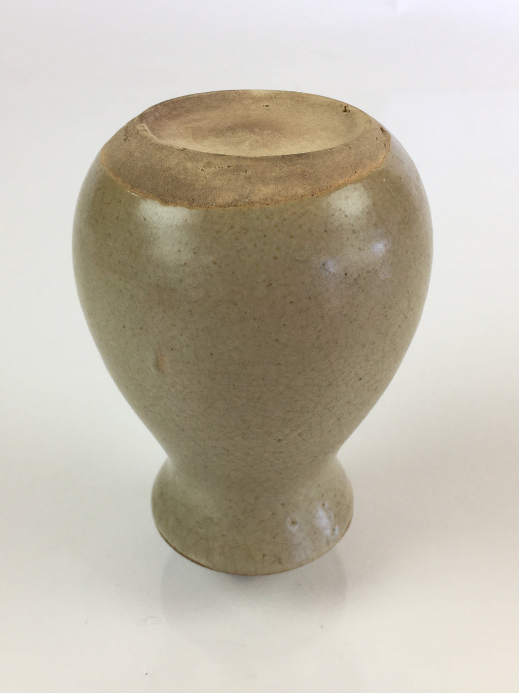 Japanese Ceramic Sake Bottle Vtg Pottery Tokkuri Small Spout Beige TS437
