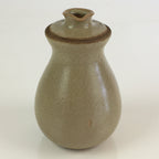 Japanese Ceramic Sake Bottle Vtg Pottery Tokkuri Small Spout Beige TS437