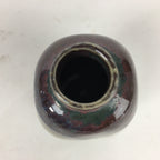 Japanese Ceramic Sake Bottle Vtg Pottery Yakimono Brown Poetry Tokkuri TS321