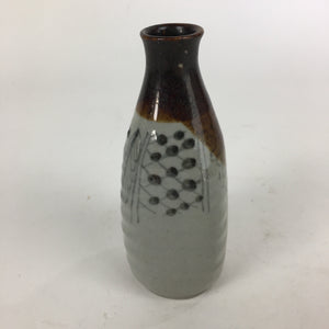 Japanese Ceramic Sake Bottle Vtg Pottery Yakimono Gray Brown Tokkuri TS322