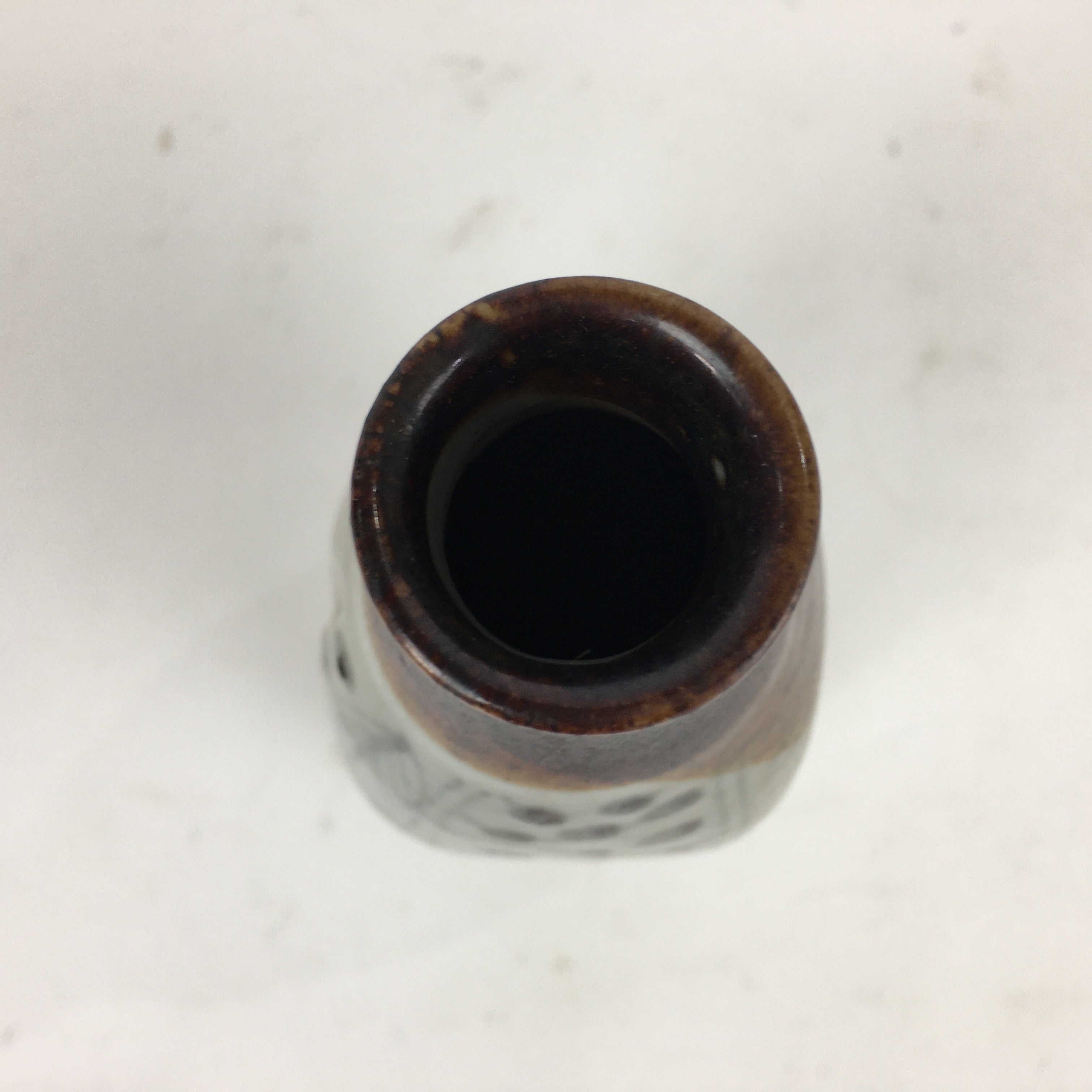 Japanese Ceramic Sake Bottle Vtg Pottery Yakimono Gray Poetry Tokkuri TS322