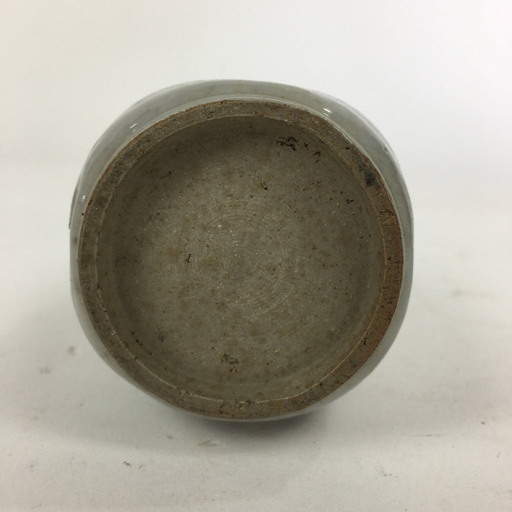 Japanese Ceramic Sake Bottle Vtg Pottery Yakimono Gray Poetry Tokkuri TS322