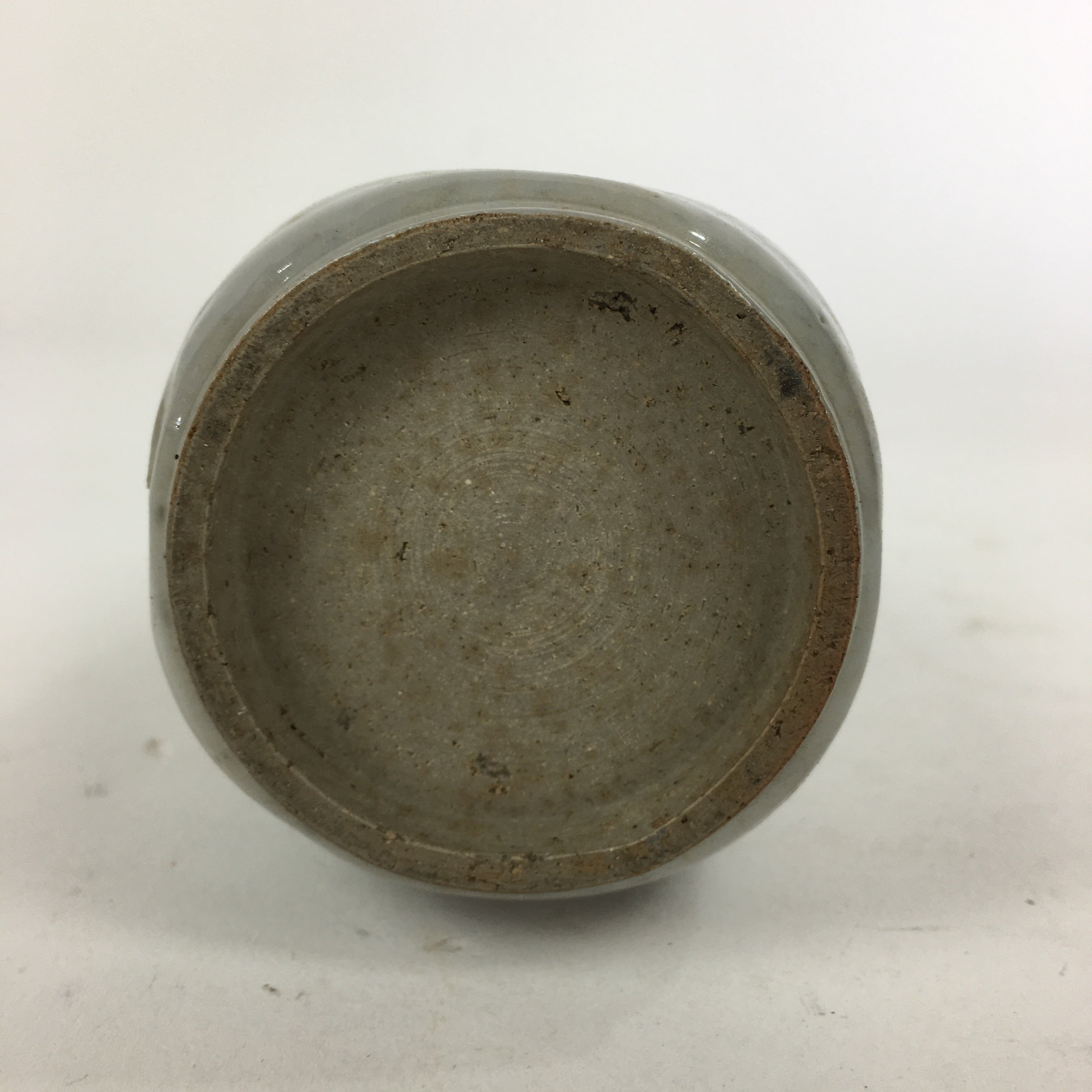 Japanese Ceramic Sake Bottle Vtg Pottery Yakimono Gray Poetry Tokkuri TS322