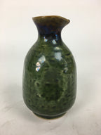 Japanese Ceramic Sake Bottle Vtg Pottery Yakimono Green Tokkuri TS334