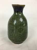 Japanese Ceramic Sake Bottle Vtg Pottery Yakimono Green Tokkuri TS334