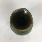 Japanese Ceramic Sake Bottle Vtg Pottery Yakimono Green Tokkuri TS334