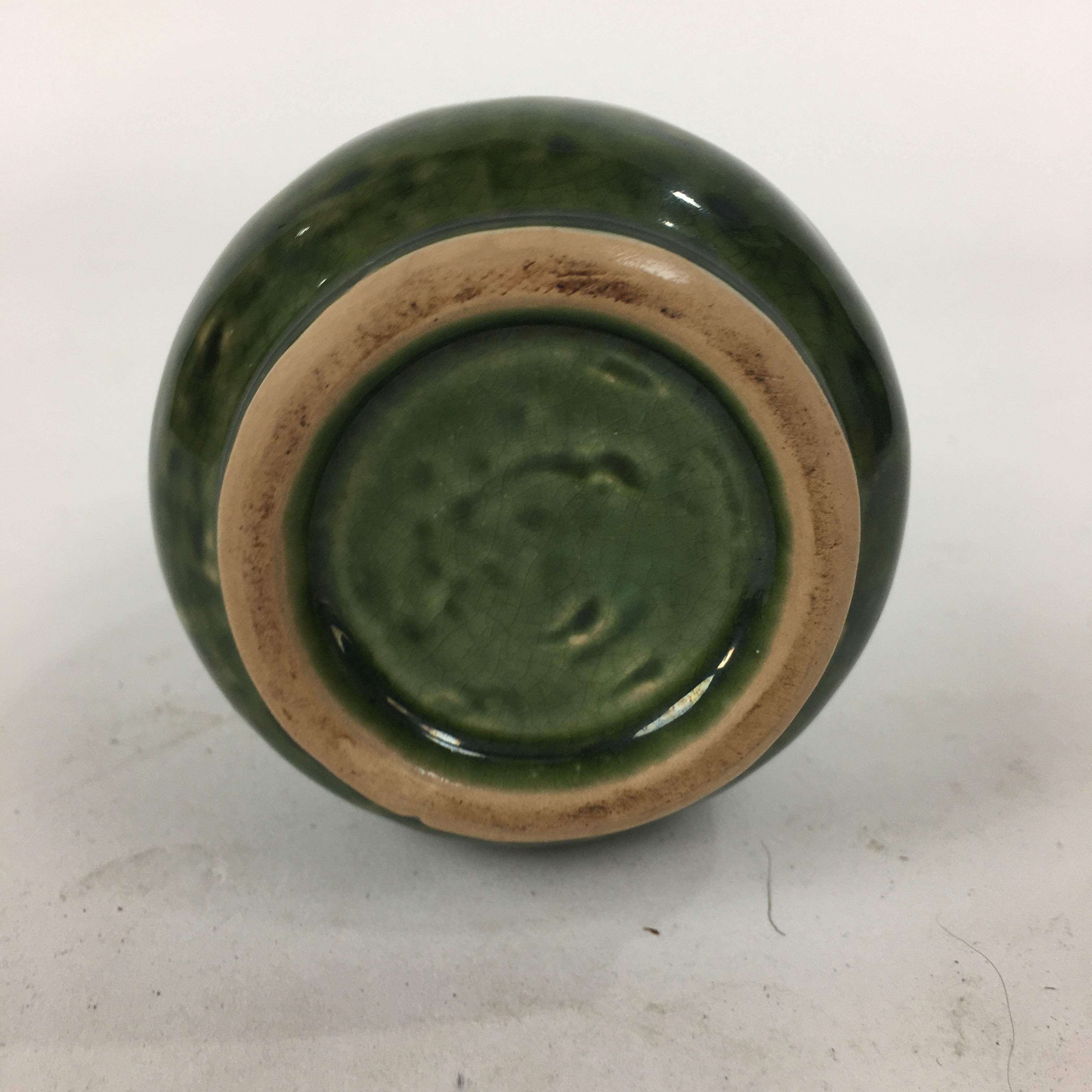 Japanese Ceramic Sake Bottle Vtg Pottery Yakimono Green Tokkuri TS334