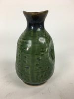 Japanese Ceramic Sake Bottle Vtg Pottery Yakimono Green Tokkuri TS335
