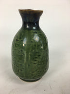 Japanese Ceramic Sake Bottle Vtg Pottery Yakimono Green Tokkuri TS335