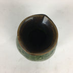 Japanese Ceramic Sake Bottle Vtg Pottery Yakimono Green Tokkuri TS335