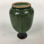 Japanese Ceramic Sake Bottle Vtg Pottery Yakimono Green Tokkuri TS335