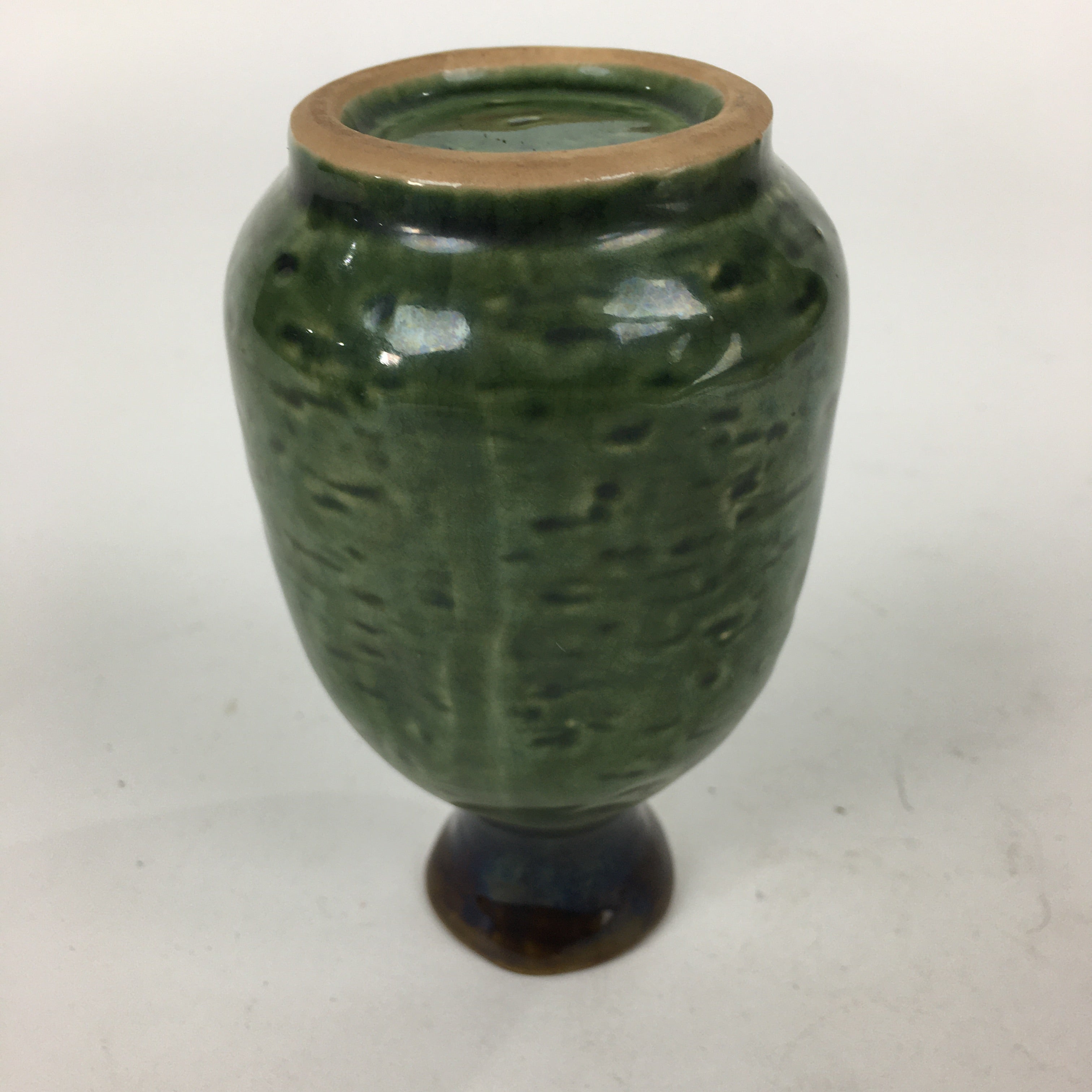 Japanese Ceramic Sake Bottle Vtg Pottery Yakimono Green Tokkuri TS335