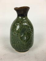 Japanese Ceramic Sake Bottle Vtg Pottery Yakimono Green Tokkuri TS336