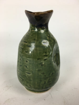Japanese Ceramic Sake Bottle Vtg Pottery Yakimono Green Tokkuri TS336