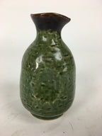Japanese Ceramic Sake Bottle Vtg Pottery Yakimono Green Tokkuri TS336