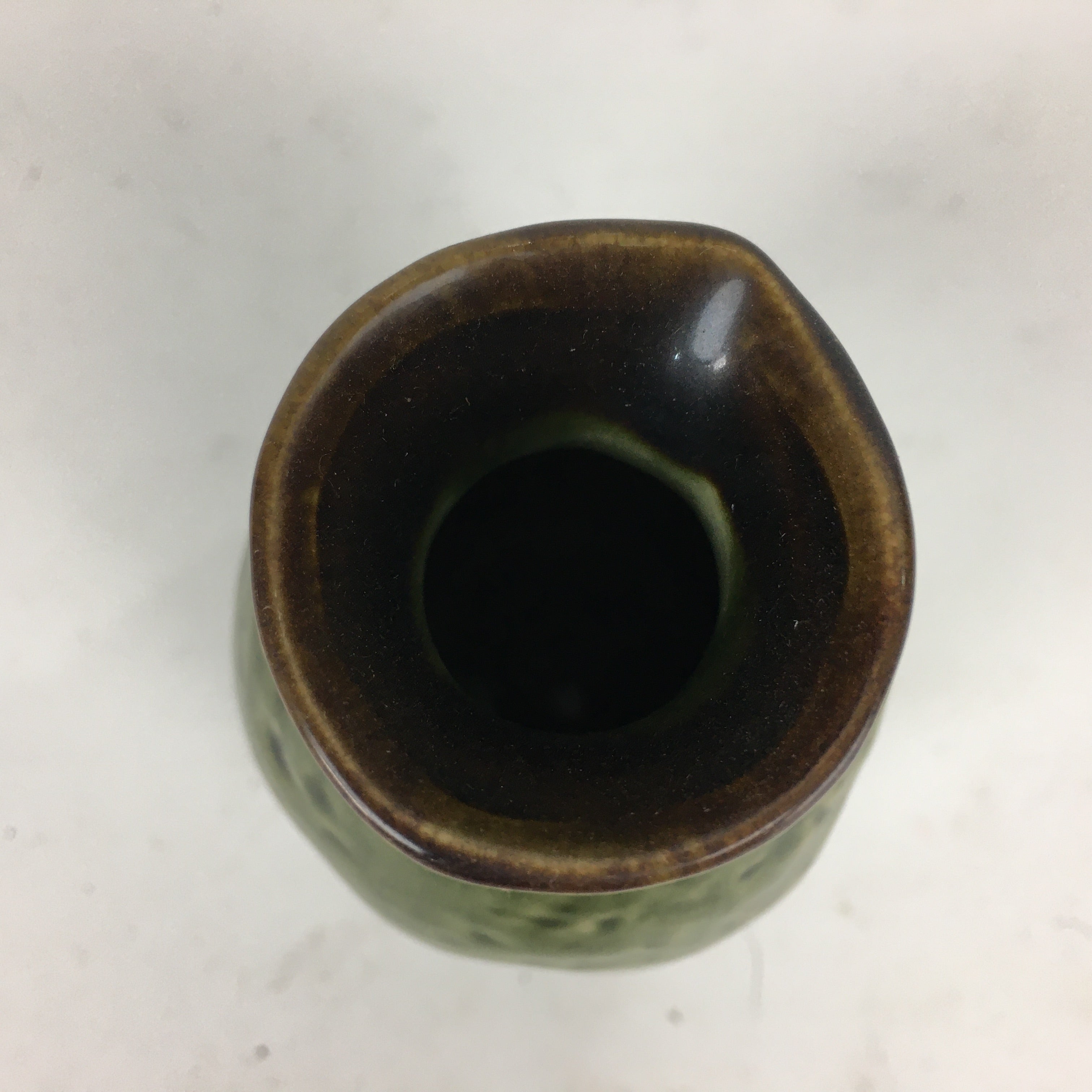 Japanese Ceramic Sake Bottle Vtg Pottery Yakimono Green Tokkuri TS336