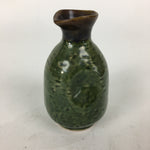 Japanese Ceramic Sake Bottle Vtg Pottery Yakimono Green Tokkuri TS336