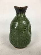 Japanese Ceramic Sake Bottle Vtg Pottery Yakimono Green Tokkuri TS337