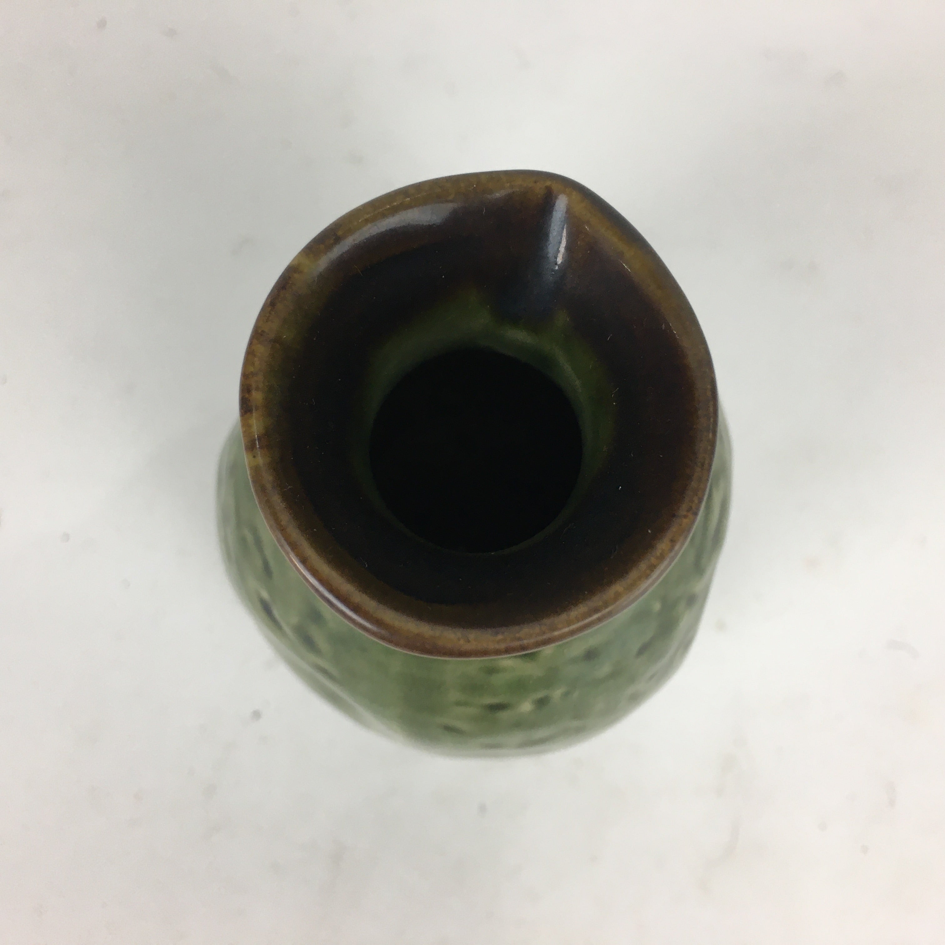 Japanese Ceramic Sake Bottle Vtg Pottery Yakimono Green Tokkuri TS337