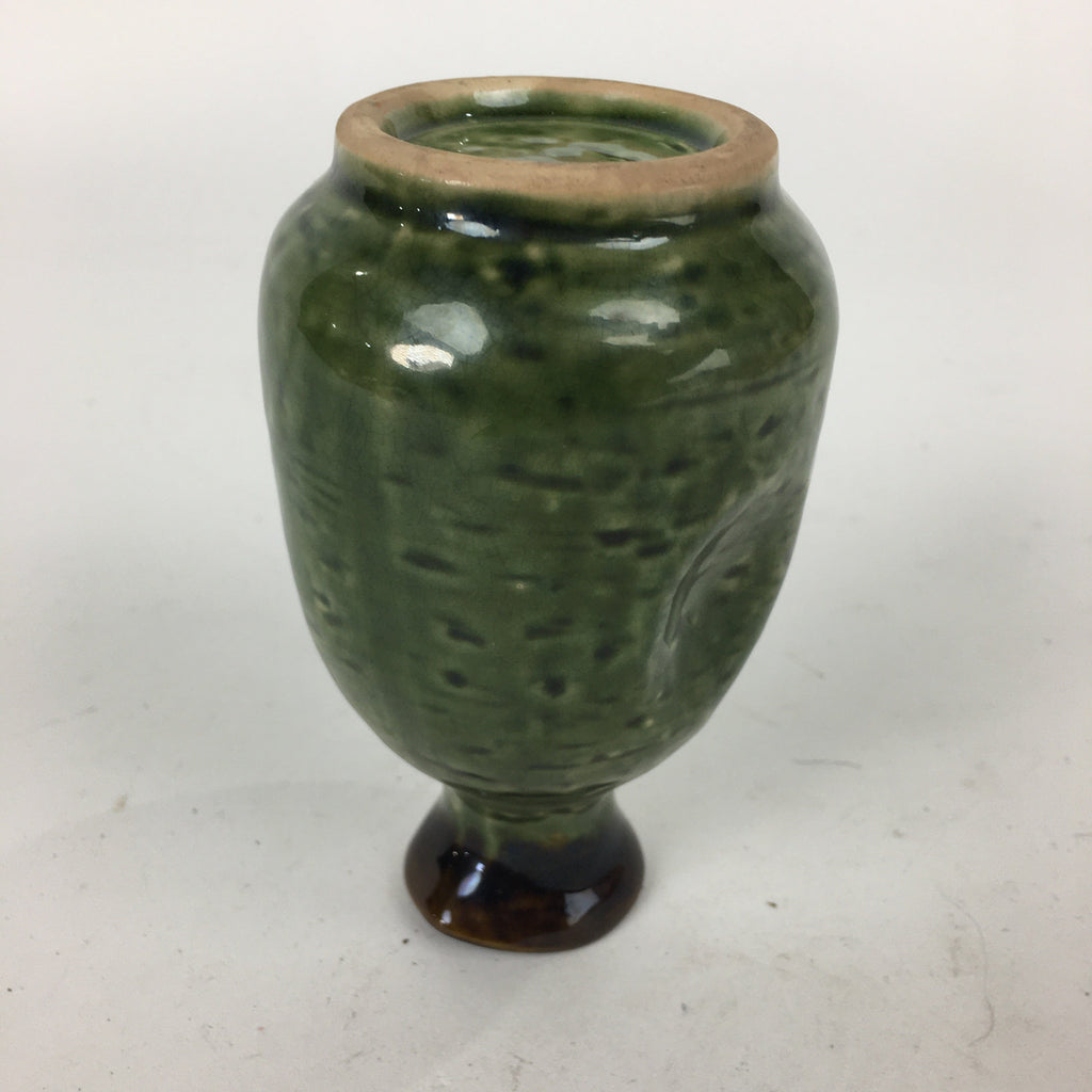 Japanese Ceramic Sake Bottle Vtg Pottery Yakimono Green Tokkuri TS337