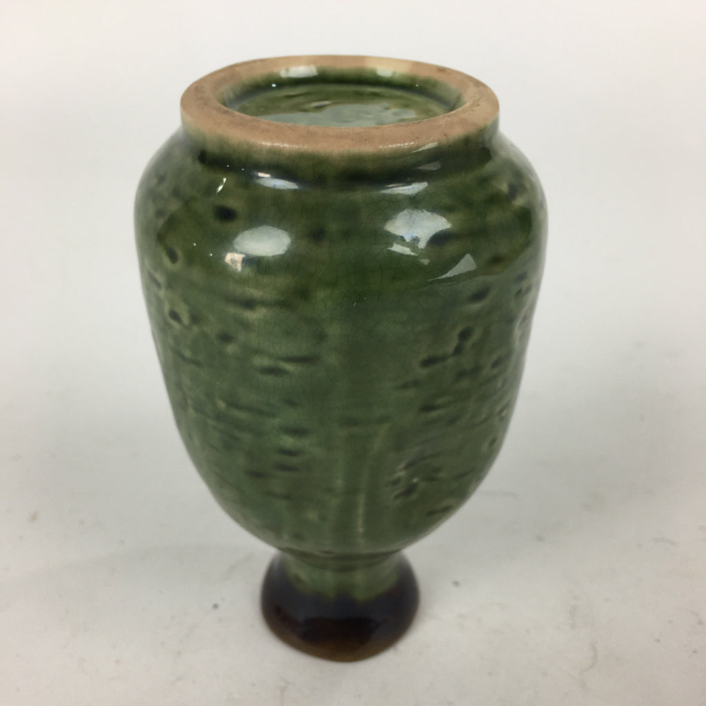 Japanese Ceramic Sake Bottle Vtg Pottery Yakimono Green Tokkuri TS337