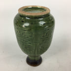 Japanese Ceramic Sake Bottle Vtg Pottery Yakimono Green Tokkuri TS337