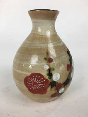 Japanese Ceramic Sake Bottle Vtg Pottery Yakimono Hand-Drawn Tokkuri TS332