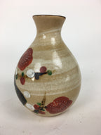 Japanese Ceramic Sake Bottle Vtg Pottery Yakimono Hand-Drawn Tokkuri TS332
