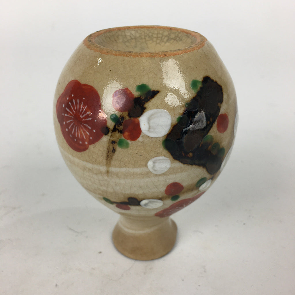 Japanese Ceramic Sake Bottle Vtg Pottery Yakimono Hand-Drawn Tokkuri TS332