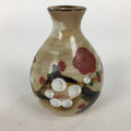 Japanese Ceramic Sake Bottle Vtg Pottery Yakimono Hand-Drawn Tokkuri TS332