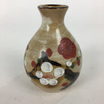 Japanese Ceramic Sake Bottle Vtg Pottery Yakimono Hand-Drawn Tokkuri TS332