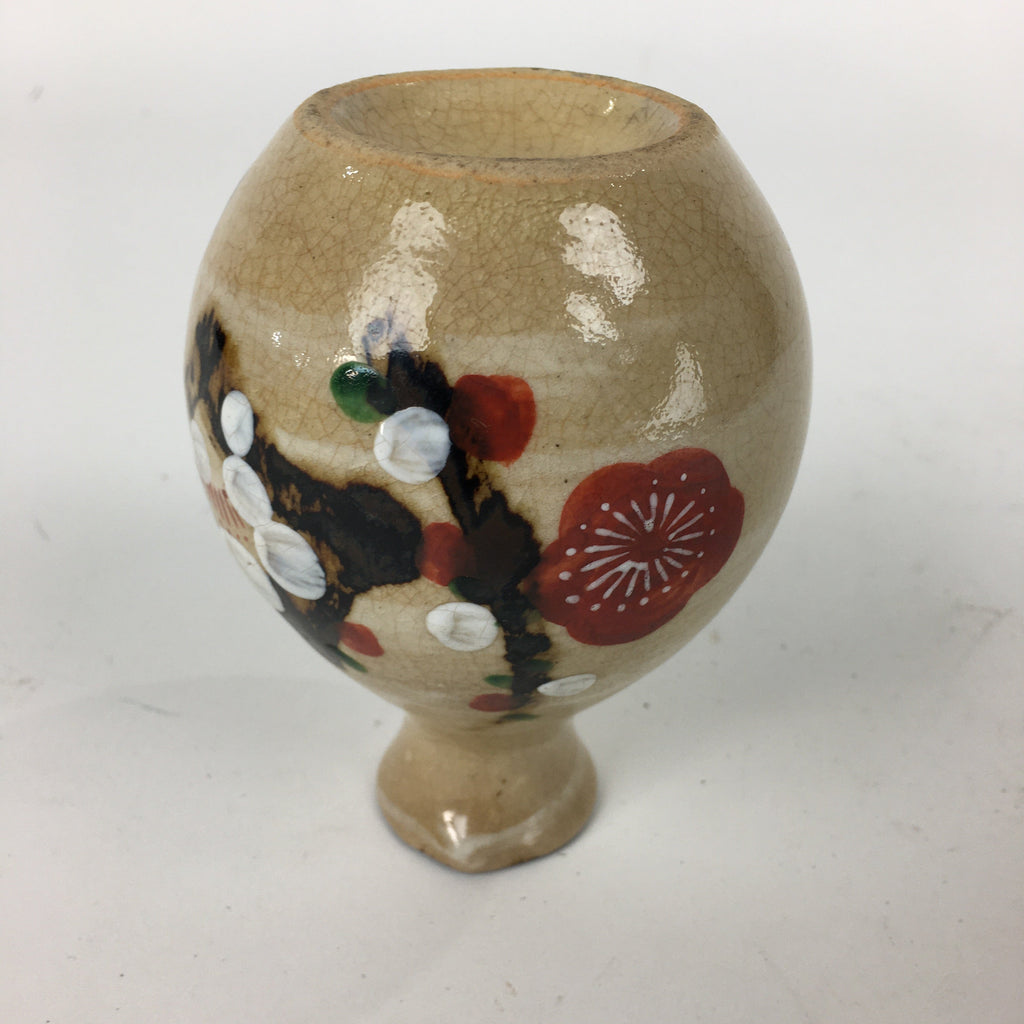 Japanese Ceramic Sake Bottle Vtg Pottery Yakimono Hand-Painted Tokkuri TS333