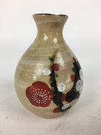 Japanese Ceramic Sake Bottle Vtg Pottery Yakimono Hand-Painted Tokkuri TS333