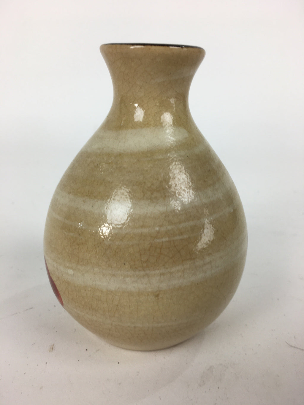 Japanese Ceramic Sake Bottle Vtg Pottery Yakimono Hand-Painted Tokkuri TS333