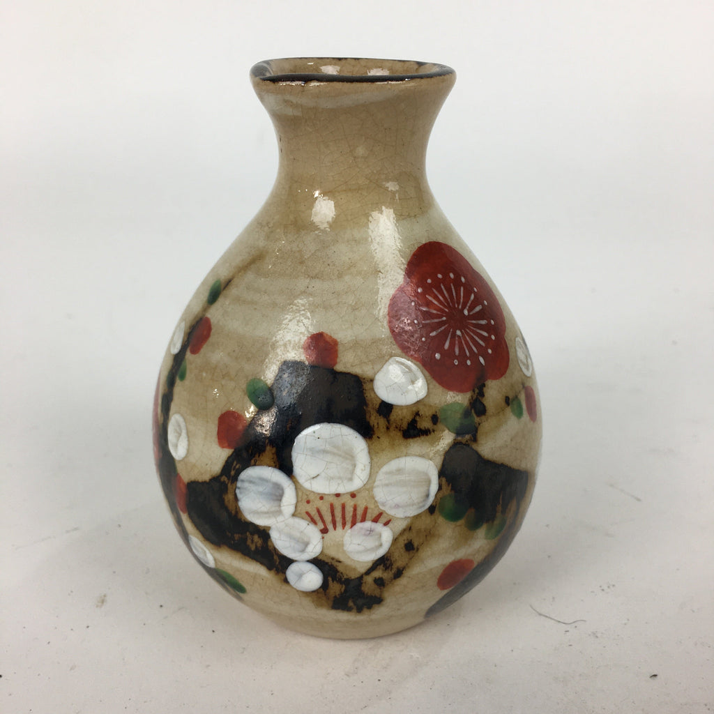 Japanese Ceramic Sake Bottle Vtg Pottery Yakimono Hand-Painted Tokkuri TS333