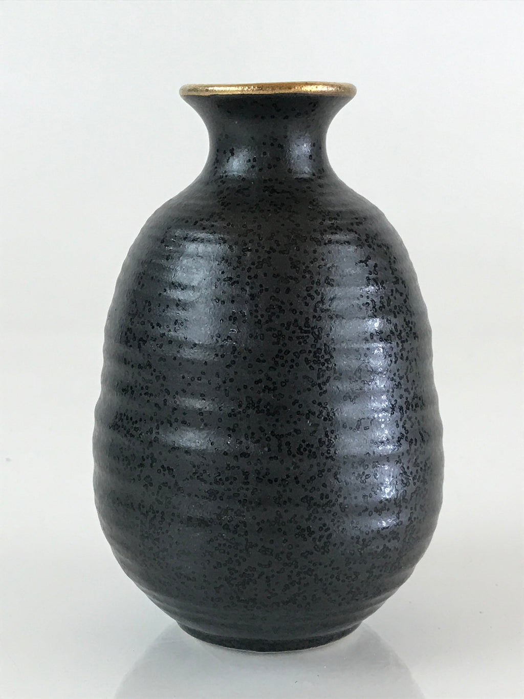 Japanese Ceramic Sake Bottle Vtg Pottery Yakimono Tokkuri Black TS470