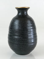 Japanese Ceramic Sake Bottle Vtg Pottery Yakimono Tokkuri Black TS470