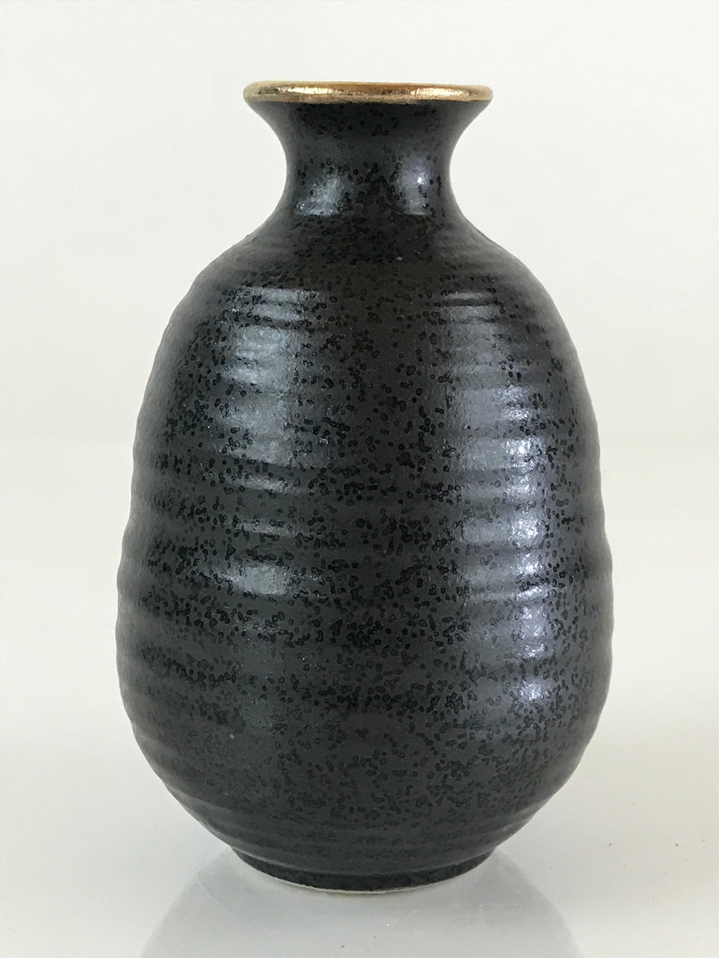 Japanese Ceramic Sake Bottle Vtg Pottery Yakimono Tokkuri Black TS470
