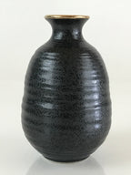 Japanese Ceramic Sake Bottle Vtg Pottery Yakimono Tokkuri Black TS470