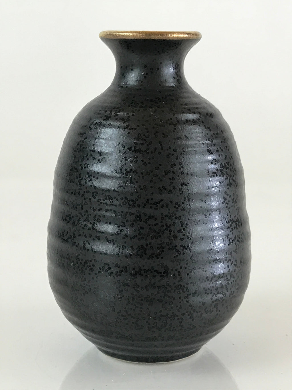 Japanese Ceramic Sake Bottle Vtg Pottery Yakimono Tokkuri Black TS470