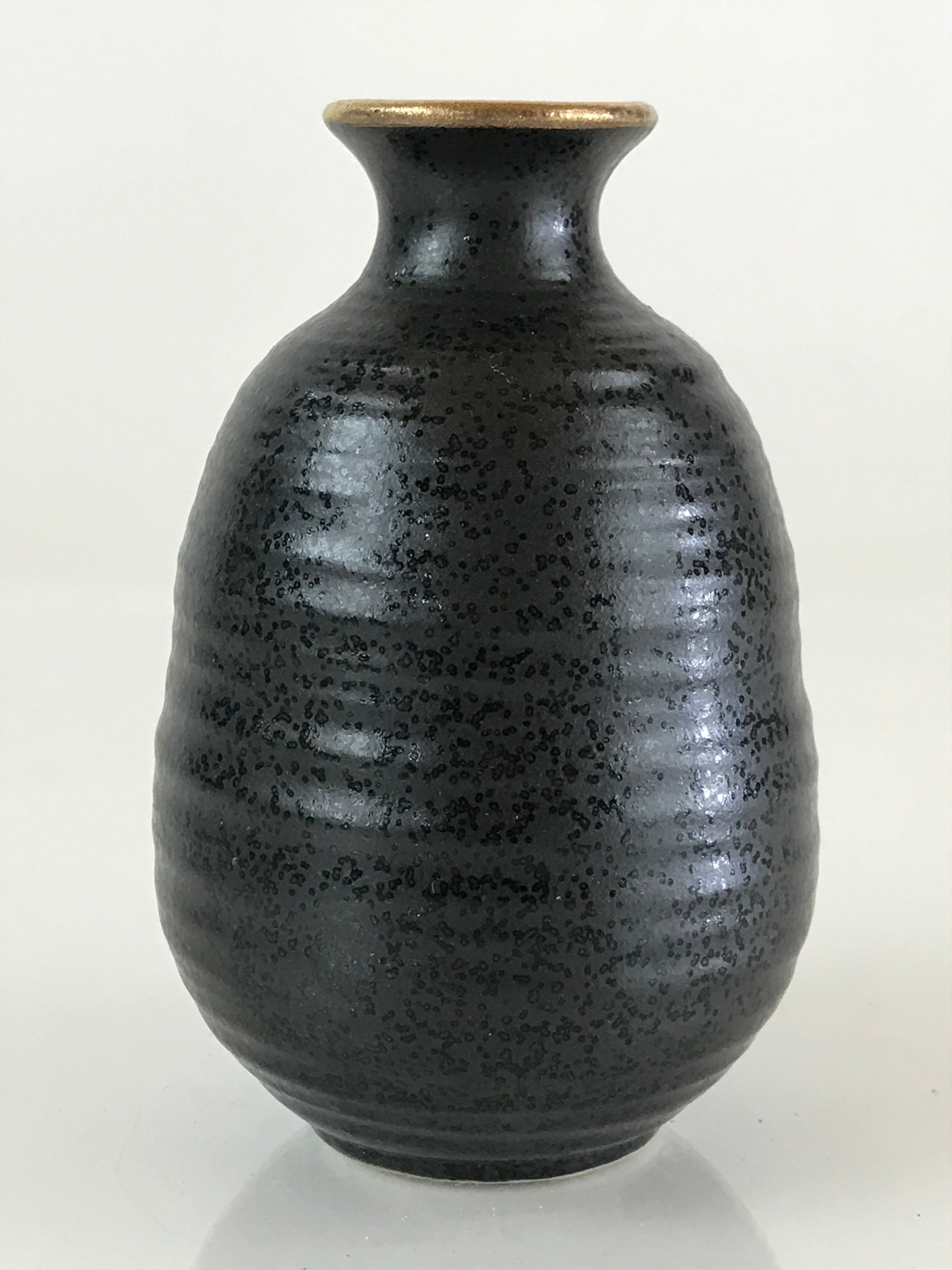 Japanese Ceramic Sake Bottle Vtg Pottery Yakimono Tokkuri Black TS470