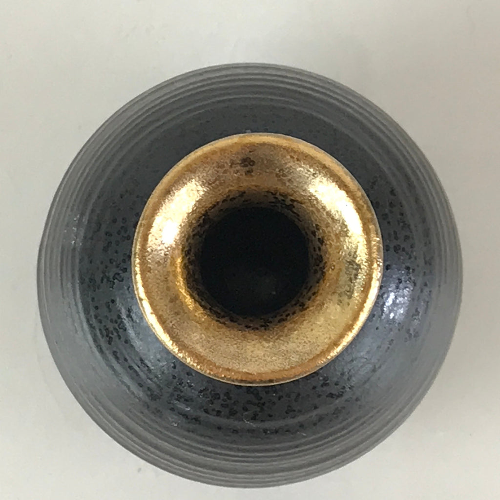 Japanese Ceramic Sake Bottle Vtg Pottery Yakimono Tokkuri Black TS470