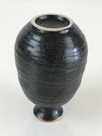 Japanese Ceramic Sake Bottle Vtg Pottery Yakimono Tokkuri Black TS470
