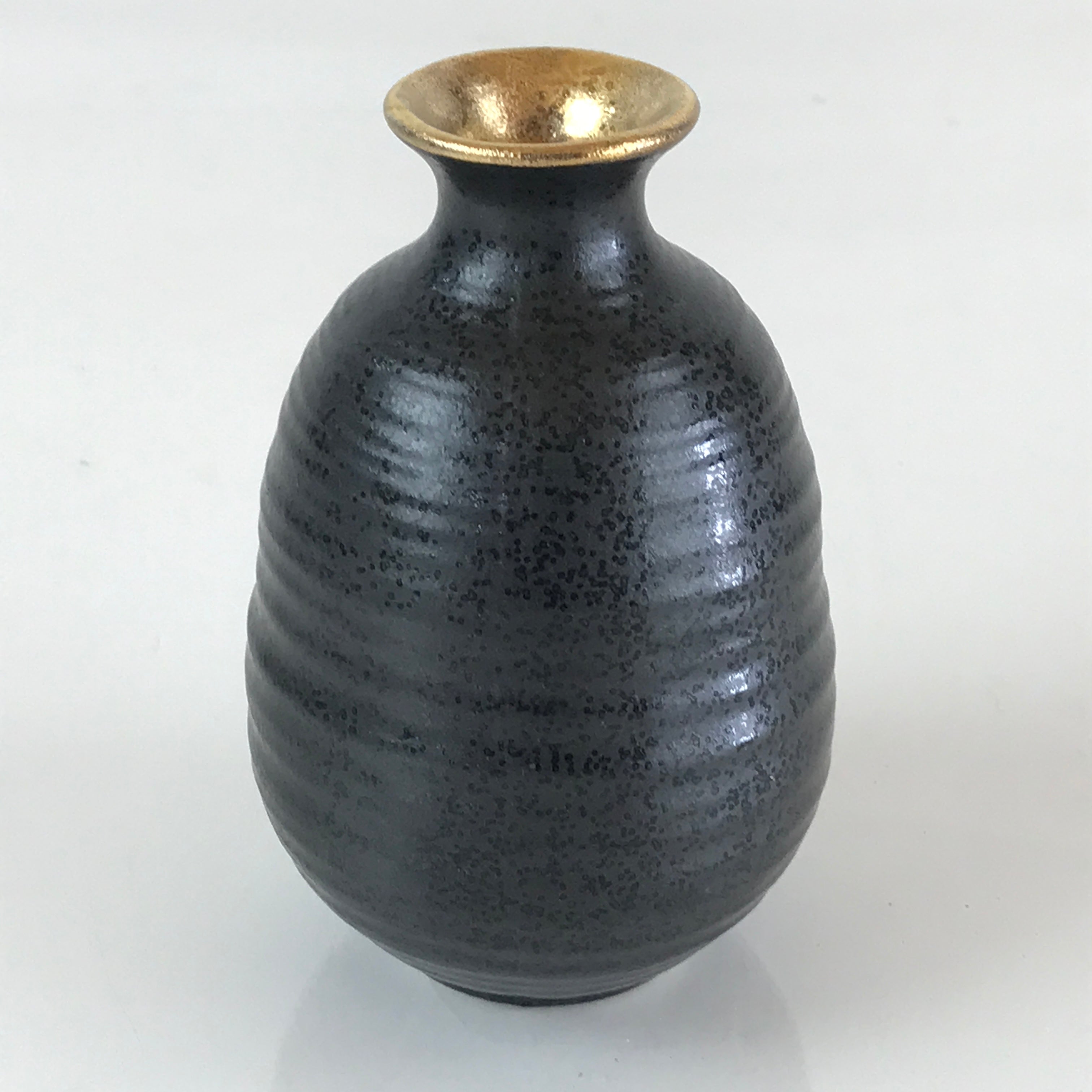 Japanese Ceramic Sake Bottle Vtg Pottery Yakimono Tokkuri Black TS470